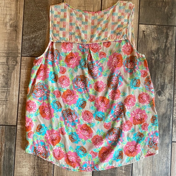 Ella Moss Vibrant Floral Tank Top - Pink and Blue - Picture 7 of 10